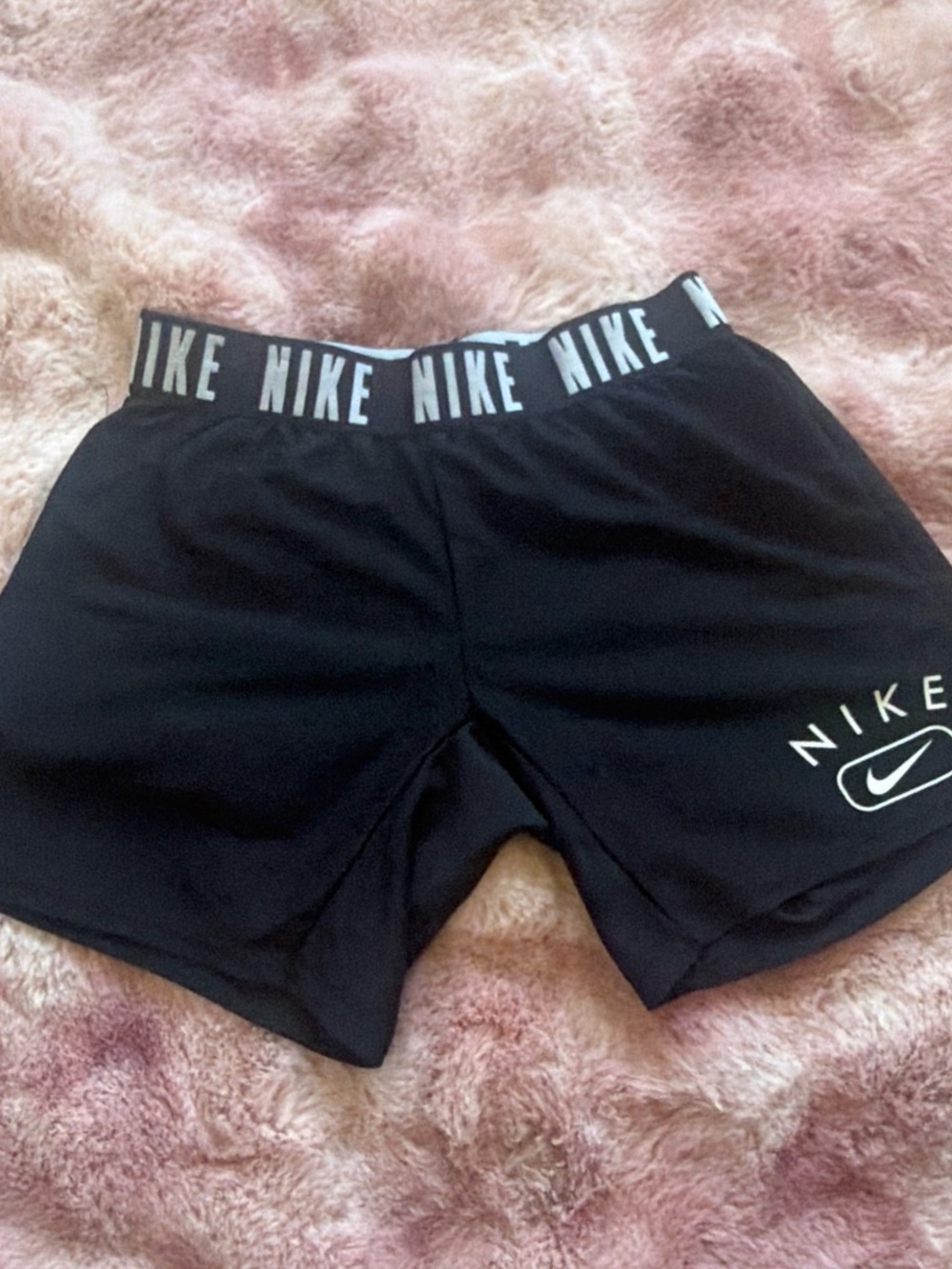 Nike Black Dri-FIT Sports Shorts with White Swoosh